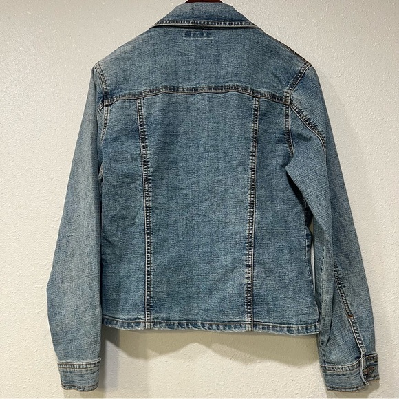 Mango Denim Embellished Jean Jacket Button Up Embroidered Size Medium Vintage - Picture 5 of 12